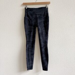 Lululemon Leggings Womens 6 Black Camo Excellent High Rise Pockets Tights